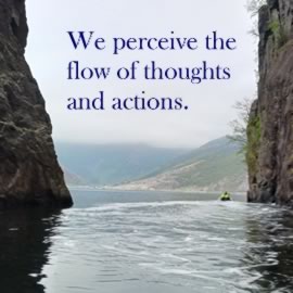 We perceive the flow of thoughts and actions.