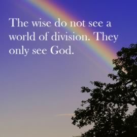 The wise do not see a world of division. They only see God.
